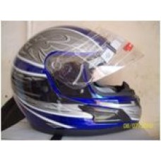 Blue and grey open faced helmet 